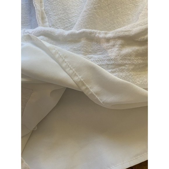 H&M Skirt 4 White Paperbag Linen Belted Tie Front Side Pockets Lined Button - Picture 12 of 12